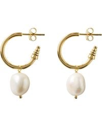 YAA YAA LONDON - Neutrals Quiet Luxury Hoop Pearl Earrings - Lyst