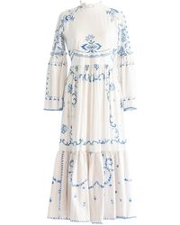 Sugar Cream Vintage - Re-design Upcycled Lace Detailed Blanket Stitched Border Maxi Dress - Lyst
