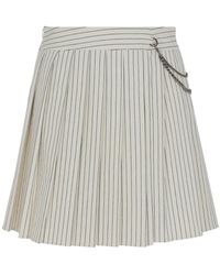 Nocturne - Striped Pleated Mini Skirt - Lyst
