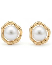 Angel Barocco - Freshwater Round Pearl Stud Earrings - Lyst