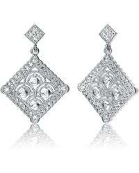 Genevive Jewelry - Cubic Zirconia Sterling Plated Antique Shape Drop Earrings - Lyst
