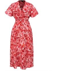 Smart and Joy - Wrap Midi Abstract Print Midi Dress - Lyst