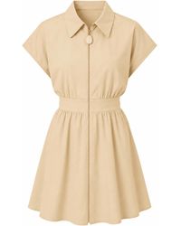 Exquise - Neutrals Katarina Sleeveless Elastic Waist Mini Dress - Lyst