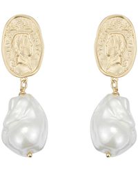 Classicharms - Matted Sculpted Oversized Baroque Pearl Drop Earrings - Lyst