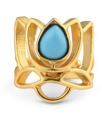 Meraki by Rashmi Bajaj - Layla Lotus Plated Chunky Ring - Lyst