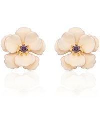 Milou Jewelry - Cream Viola Flower Earrings - Lyst