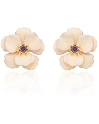 Milou Jewelry - Cream Viola Flower Earrings - Lyst