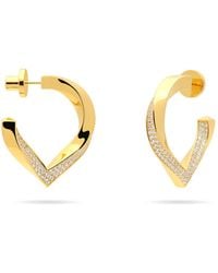 Meulien - Twisted Stylized Waterdrop Drop Earrings With Pave Cz - Lyst