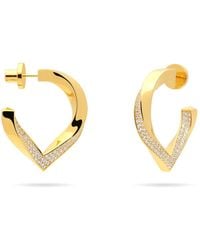 Meulien - Twisted Stylized Waterdrop Drop Earrings With Pave Cz - Lyst
