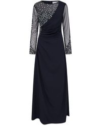 Raishma - Cyra A Beautifully Cut Navy Floor Length Gown With Elegant Stone Work On The Sleeves & Bust Gown - Lyst