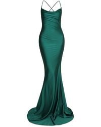 Moda Glam - Jersey Draped Neck Gown- Emerald - Lyst