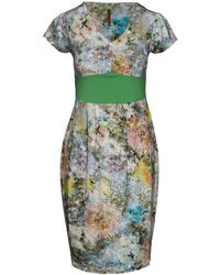 Conquista - Cap Sleeved Floral Print Dress - Lyst