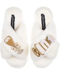 Laines London - Classic Laines Slippers With Wedding Cake & Champers Brooches - Lyst