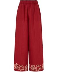 Raffya - Milly Wide Leg Embroidered Trouser - Lyst