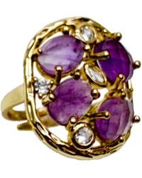 Farra - Amethyst Stone Setting Statement Ring - Lyst
