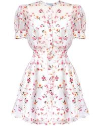 POST MERIDIEM - Chiffon Mini Dress With Buttons - Lyst