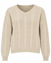 Luella Fashion - Neutrals Mallaig Cashmere Blend Cable Knit V-Neck Tank Top Camel - Lyst