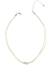 Saachi - Metallic Taupe Leather Choker With Crystal - Lyst