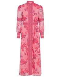 Raishma - Aspen Pink Chiffon Maxi Shirt Summer Dress - Lyst