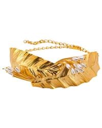 Meraki by Rashmi Bajaj - Patram Linked Plated Choker With Lustrous Pearls - Lyst