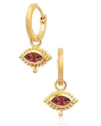 Moon London - Eye Garnet Gemstone Vermeil Mini Hoops - Lyst