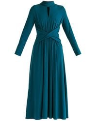 Paisie - Lyocell Jersey Midi Dress With Cross Front Waist And Convertible Scarf - Lyst