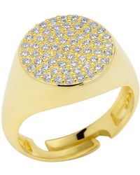 Spero London - Sterling Round Pave Signet Ring - Lyst