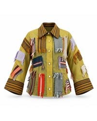 Beautiful Stitches Ltd - Aso Oke Patchwork Organdy Shirt— Mustard - Lyst