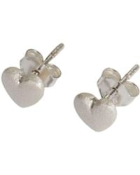 Claire Hill Designs - Brushed Heart Stud Earrings - Lyst