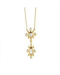 Artisan - 14K Diamond Geometric Drop Pendant Necklace - Lyst