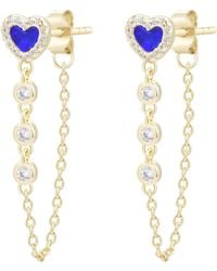 KAMARIA - Heart Chain Stud Earrings With Crystals - Lyst