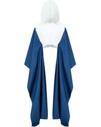 Úchè - Denim Agbada Sleeves Crop Hoodie - Lyst