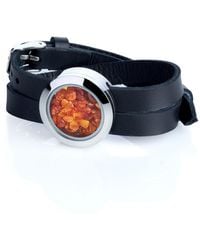 My Little Nature - Sustainable Leather Bracelet With Natural Amber – Designer Jewelry - Lyst