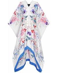 Meng - Watercolour Flowers Silk Georgette Kaftan - Lyst
