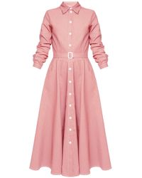 UNDRESS - Esti Pastel Pink Denim Midi Shirt Dress - Lyst