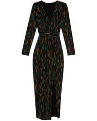 Yumi' - Metallic Sparkle Mesh Wrap Midi Dress - Lyst