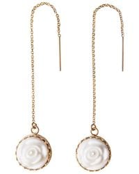 POPORCELAIN - Rose With Pearl Gold-filled Chain Earrings - Lyst