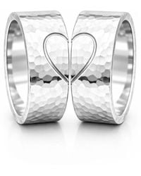 Unaloe - Couple Heart Hammered Band Rings - Lyst