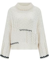 Peraluna - Ilda Pure Cotton Embroidered Cable Knit Pullover - Lyst