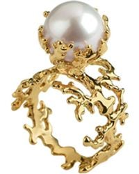 Aurozia - Pearl Wing Big Pearl Coral Ring - Lyst