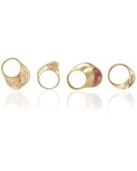 Rare Matters Jewelry - Organic Strawberry Quartz Sparkle Stack Set Of Four Rings - Lyst