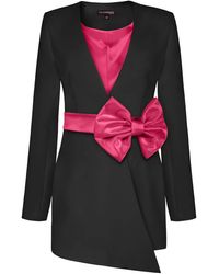 Tia Dorraine - Black Pearl Blazer With Detachable Pink Bow Belt - Lyst