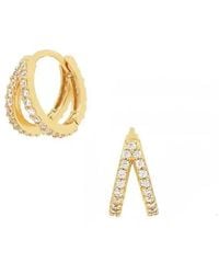 Nazzar - Twin Zirconia Vermeil Huggie Earrings - Lyst