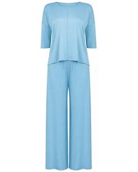 Oh!Zuza - Jackie Loungewear Pyjama Set With Wide-Leg Trousers – Aqua - Lyst