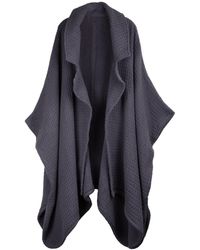 Saachi - Comfy Oversized Waffle Knit Collared Dark Jacket - Lyst