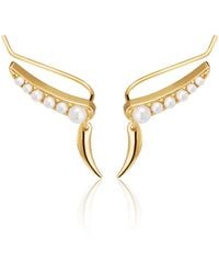 Scream Pretty - Pearl Ear Climber Earrings With Claw Drop - Lyst