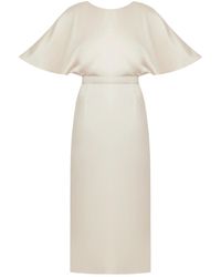 UNDRESS - Neutrals Gina Champagne Midi Dress With Butterfly Sleeves - Lyst