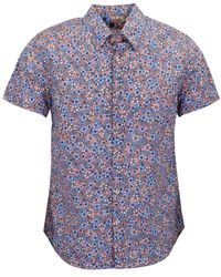 lords of harlech - Tim Floral Field Coral Printed Button Up Shirt - Lyst