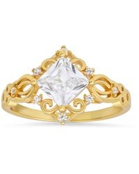Kylie Harper - Vintage Princess-Cut Diamond Cz Filigree Ring - Lyst
