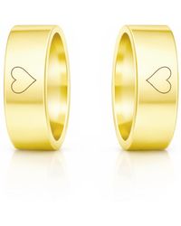 Unaloe - Heart Engraved Couple Band Rings - Lyst